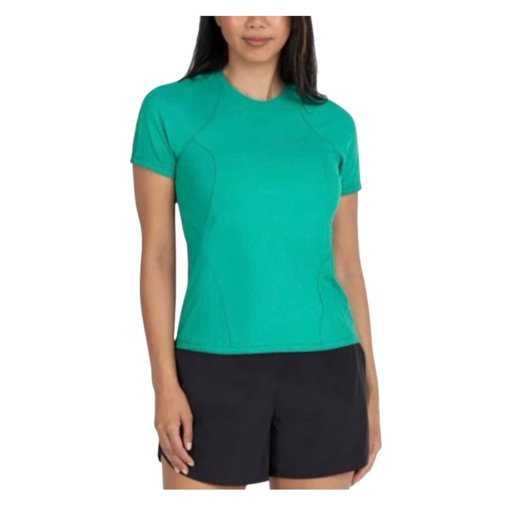 Spyder Active Green Ribbed Short Sleeve Shirt Small